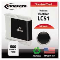 20051 Compatible, Remanufactured, LC51BK Ink, 500 Page-Yield, Black