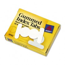 Gummed Index Tabs, 1/2 in, White, 50/Pack
