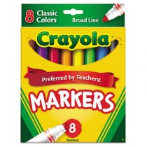 Non-Washable Markers, Broad Point, Classic Colors, 8/Set