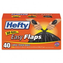Easy Flaps Trash Bags, 30gal, Black, 40/Box