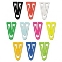 Paper Clips, Plastic, Large (1-3/8"), Assorted Colors, 200/Box