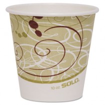 Paper Hot Cup, 10 oz., Polylined, Symphony Design, Beige/White