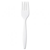 Plastic Tableware, Mediumweight Forks, White