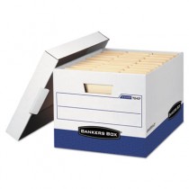 R-Kive Max Storage Box, Letter/Legal, Locking Lid, White/Blue, 12/Carton