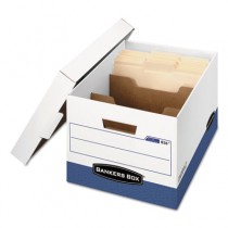 R-Kive Maximum Strength Storage Box, Letter/Lgl, Locking Lid, White/Blue