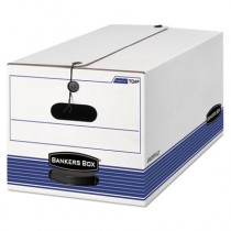 Stor/File Storage Box, Button Tie, Legal, White/Blue, 12/Carton