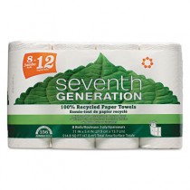 100% Recycled Paper Towel Rolls, 2-Ply, White