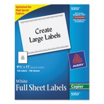 Self-Adhesive Full-Sheet Shipping Labels for Copiers, 8-1/2 x 11, White, 100/Box