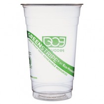 GreenStripe Renewable Resource Cold Drink Cups, 20 oz, Clear