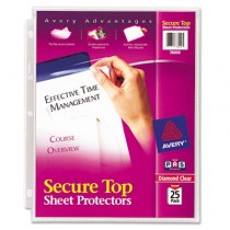 Secure Top Sheet Protectors, Heavy Gauge, Letter, Diamond Clear, 25/Pack