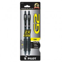 G2 Gel Roller Ball Pen, Retractable, Black Ink, 0.7mm Fine, 2 per Pack