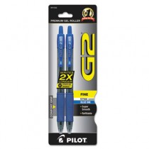 G2 Gel Roller Ball Pen, Retractable, Blue Ink, 0.7mm Fine, 2 per Pack