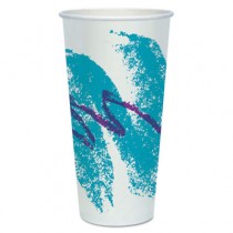 Double Sided Poly Paper Cold Cups, 24oz, Jazz Design, 50/Pack