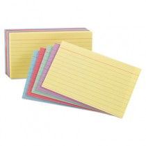 Index Cards, 3 x 5, Blue/Salmon/Green/Cherry/Canary, 250/Pack