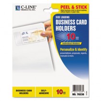 Self-Adhesive Business Card Holders, Side Load, 3-1/2 x 2, Clear, 10/Pack