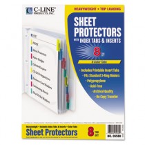 Poly Sheet Protectors with Index Tabs, Assorted Color Tabs, 11 x 8 1/2, 8/ST