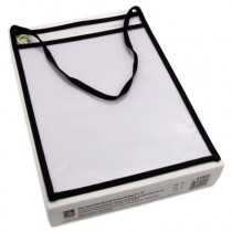 Shop Ticket Holder with Strap, Black, Stitched, Both Sides Clear, 9 x 12