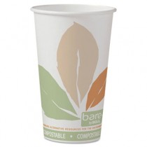 Bare PLA Hot Cups, White w/Leaf Design, 16 oz