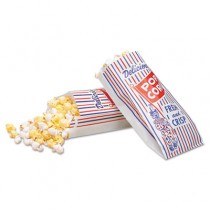 Pinch-Bottom Paper Popcorn Bag, 4w x 1-1/2d x 8h, Blue/Red/White