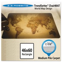 World Map 60x46 Rectangle Chair Mat, Design Series for Carpet up to 3/4"
