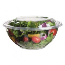 Salad Bowls with Lids, Plant-Based Plastic, 24 oz, Clear