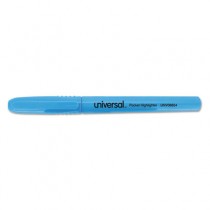Pocket Clip Highlighter, Chisel Tip, Fluorescent Blue Ink, 12/Pk