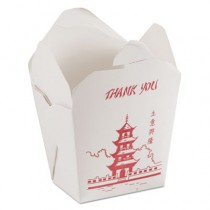 Microwavable Food Box, 16oz, White, Pagoda Print