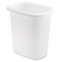 Oval Vanity Wastebasket, White, Plastic, 7 x 10 x 9