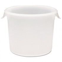 Round Storage Containers, Polypropylene, 6 qt, 10" Dia x 7-5/8"H, White