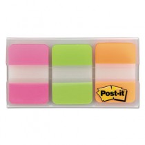 Durable File Tabs, 1 x 1 1/2, Assorted Fluorescent Colors, 66/Pack