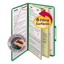 Pressboard Classification Folders, Legal, Six-Section, Green