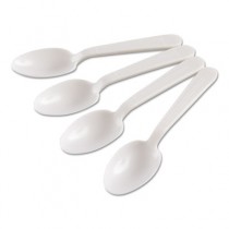 Heavyweight Cutlery, Teaspoons, White, Plastic