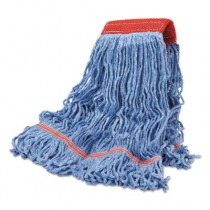 Cotton Mop Heads, Cotton/Synthetic Blend, Large, Looped End, Wideband, Blue