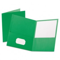 Twin-Pocket Portfolio, Embossed Leather Grain Paper, Light Green