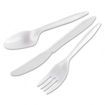 Wrapped Cutlery Kit, Fork/Knife/Spoon, Mediumweight Plastic