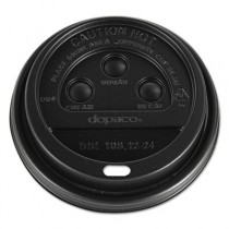 Dome Lids for Hot Paper Cups, For 12, 16, 20, 24oz Cups, Black, Plastic