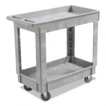 Two-Shelf Utility Cart, 34 x 16, Gray, Swivel Casters, Resin