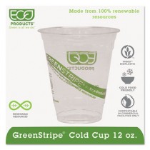 GreenStripe Renewable Resource Compostable Cold Drink Cups, 12 oz, Clear