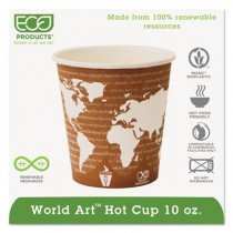 World Art Renewable Resource Compostable Hot Drink Cups, 10 oz, Rust