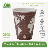 World Art Insulated Hot Cups, 8 oz., Maroon/White