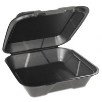 Foam Hinged Carryout Containers, 1-Compartment, 9-1/4w x 9-1/4d x 3h, Black