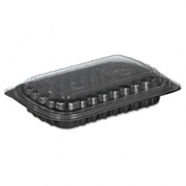 ClearView MealMaster Rib Containers, Clear/Black, 10 x 7 x 2