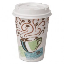 Paper Hot Cups with Lids, 12 oz, Coffee Haze Design