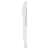 SmartStock Plastic Cutlery Refill, 6.3in, Knife, White, 40/Pack
