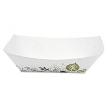 Kant Leek Polycoated Paper Food Tray,1-comp, White/Green/Burgundy, 6.25x4.69x3