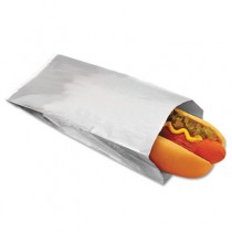 Foil Single-Serve Hot Dog Bags, 3 1/2 x 1 1/2 x 8 1/2, Silver