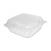 ClearSeal Plastic Hinged Container, Large, 9x9-1/2x3, Clear, 100/Bag