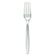 Plastic Cutlery, Forks, Polystyrene, Heavyweight, Clear