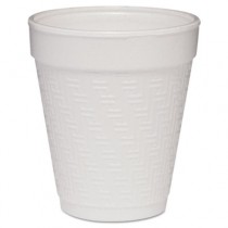 Small Foam Drink Cup, 8 oz., Hot/Cold, White w/Embossed Greek Key Design, 25/Bag