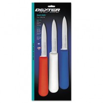 SaniSafe Multipack Scalloped Paring Knife; Red/Blue/White, 3 1/2"